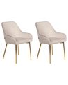 Set of 2 Dining Chairs LOVERNA Velvet Beige