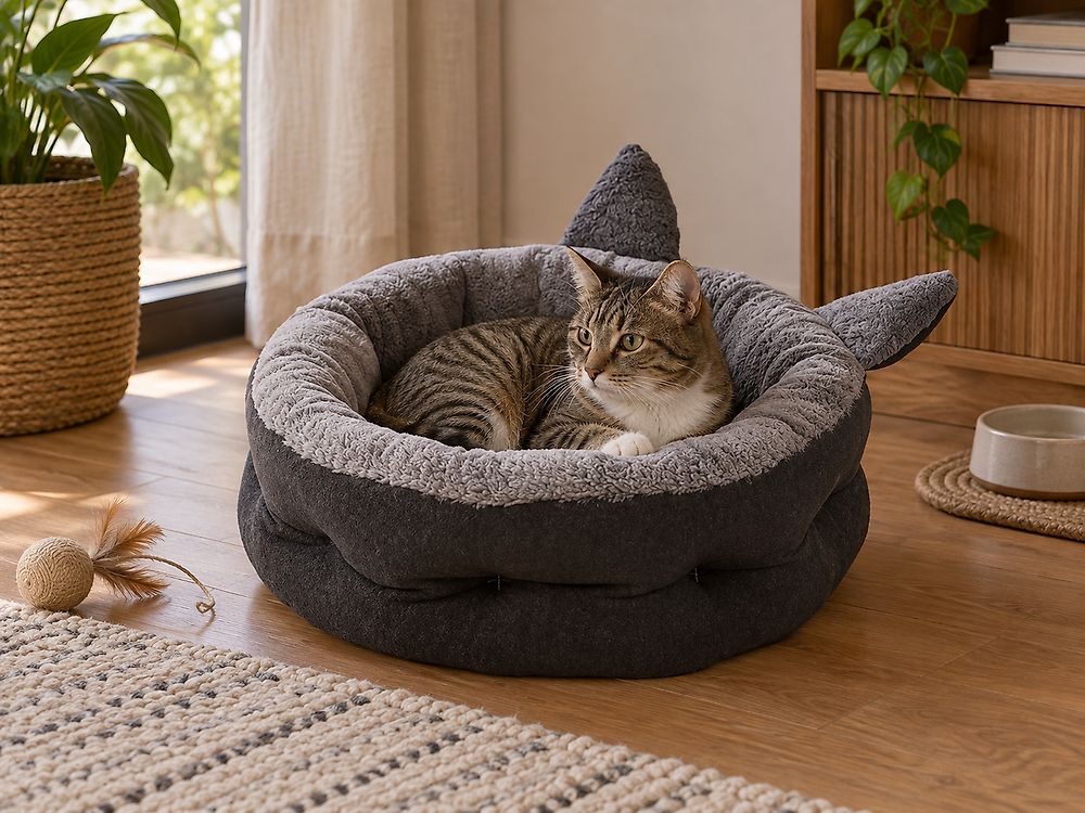 Tierbett KEPEZ Stoff Grau