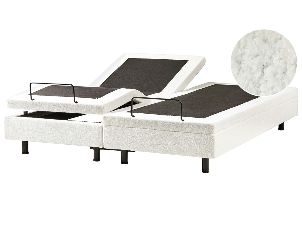 Verstellbares Bett ohne Kopfteil Bouclé DUKE 180 x 200 cm Cremeweiß
