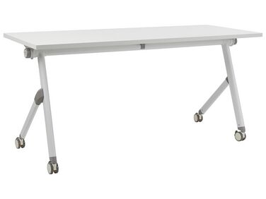 Folding Office Desk with Casters 160 x 60 cm White BENDI