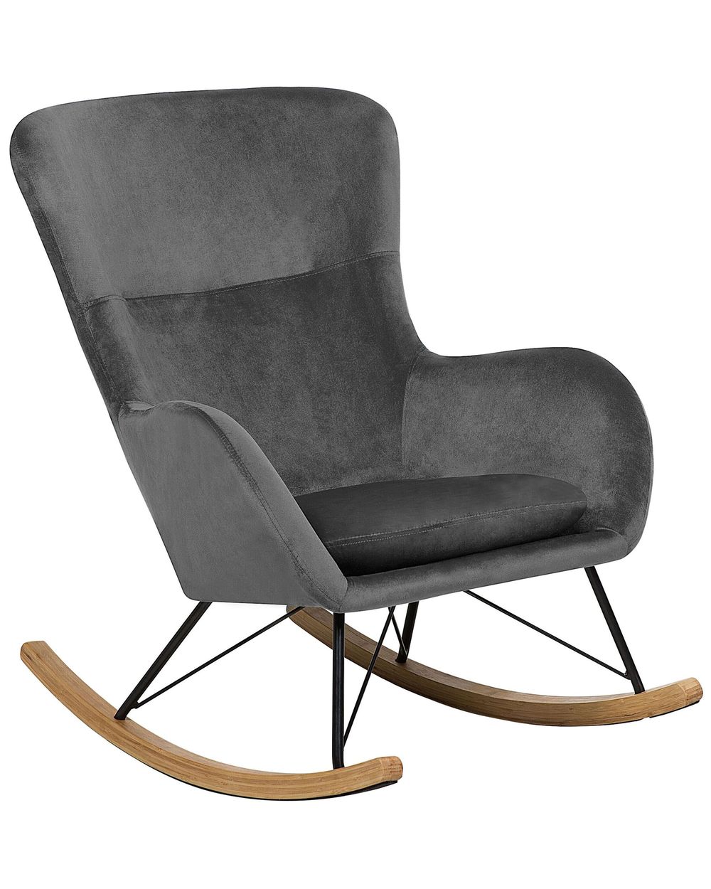 Grey velvet rocking chair top