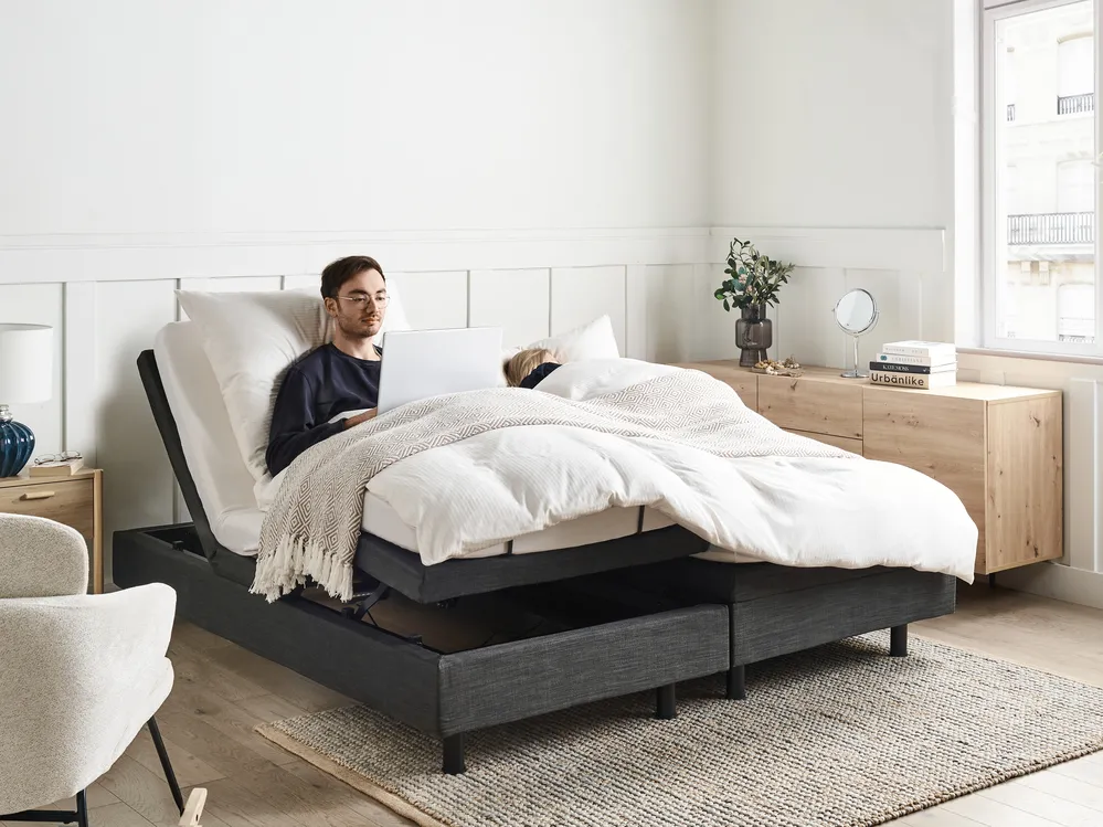 Adjustable Bed without Headboard Fabric DUKE 180 x 200 cm (EU Super King) Dark Grey_971019