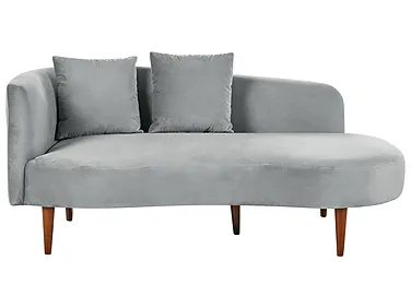 Chaise Longue De Terciopelo Gris Pardo Beliani - Versión Izquierda, Acolchada, Con Cojín, Capacidad 150 Kg