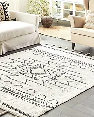 Tappeto KHOURIBGA Bianco sporco 140 x 200 cm Cotone_1178337