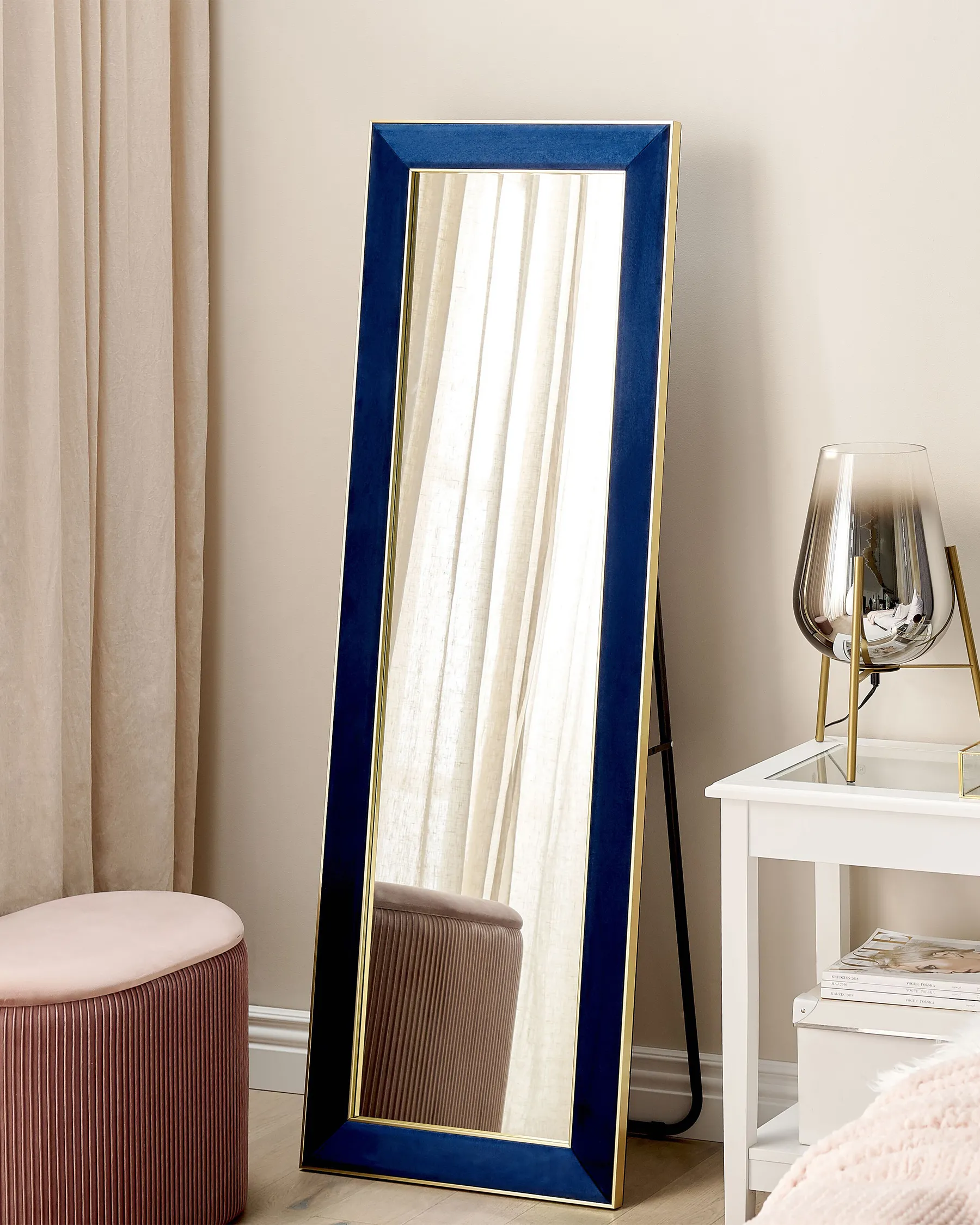 Lustro stojące LAUTREC 150 cm Welur Granatowy_904013