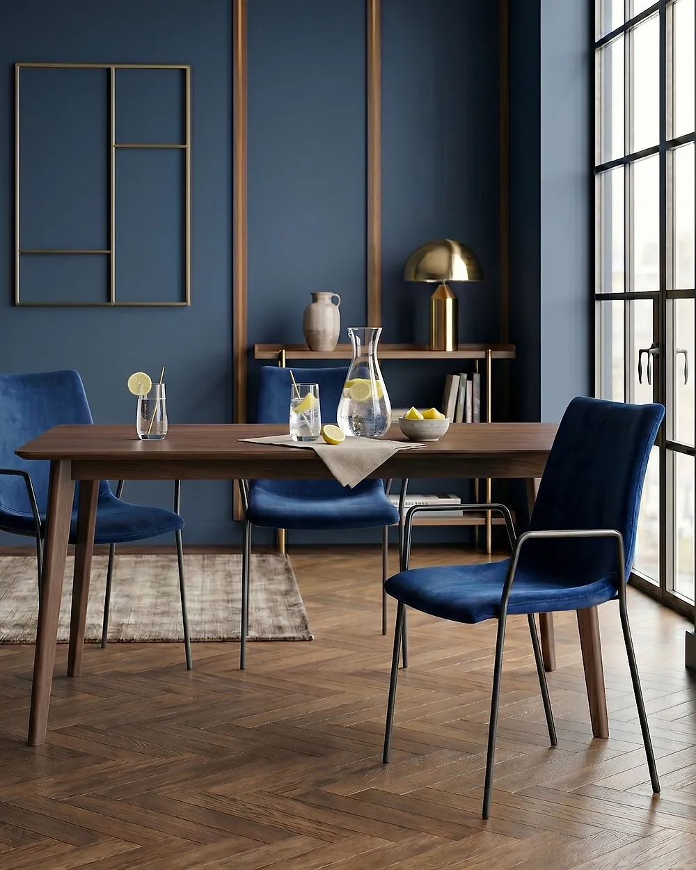 Set di 2 sedie da pranzo JEFFERSON Velluto Blu scuro_1179617