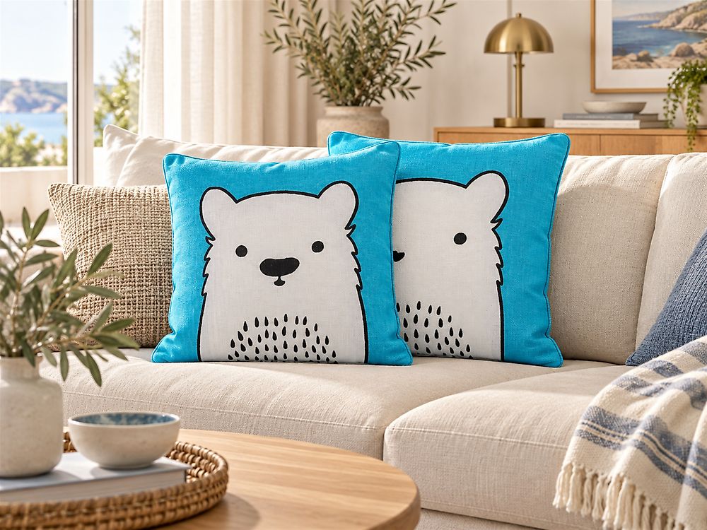 Set of 2 Decorative Cushions WARANASI 45 x 45 cm Cotton Blue