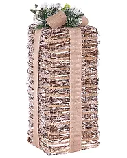 Zestaw 3 dekoracji świątecznych LED VALKAMA 54/45/30 cm Prezenty świąteczne Brązowy_1179484