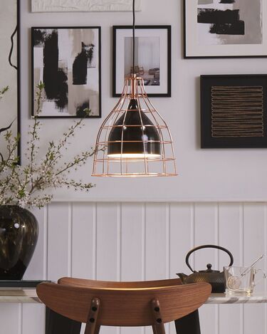 Metal Pendant Lamp Black TRESA