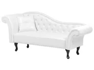 Left-Hand Chaise Longue LATTES Faux Leather White_681427