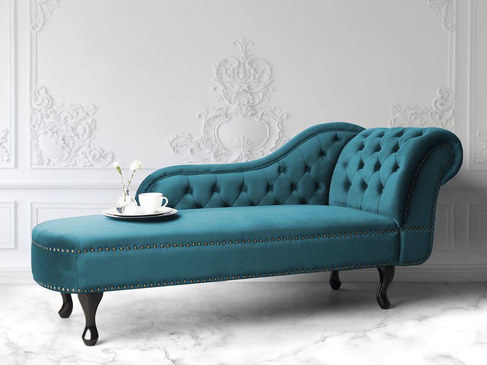 Right Hand Chaise Lounge Velvet Teal NIMES Beliani
