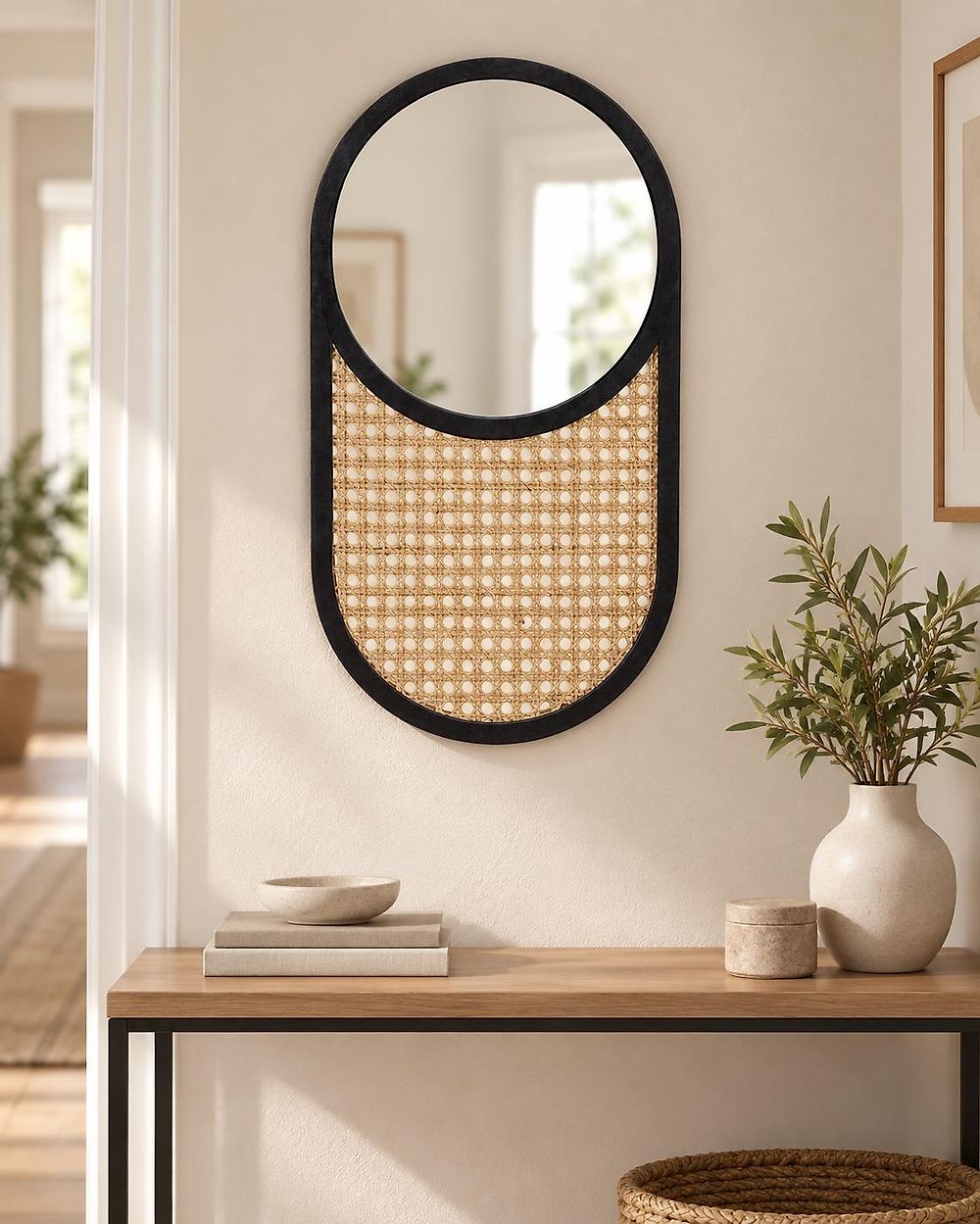 Wall Mirror BALEAL 30 cm 56 cm Rattan Natural