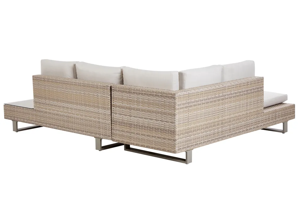 Set di divani angolari da giardino 5 posti LANCIANO Rattan sintetico (PE) Bianco sporco Lato destro_930940
