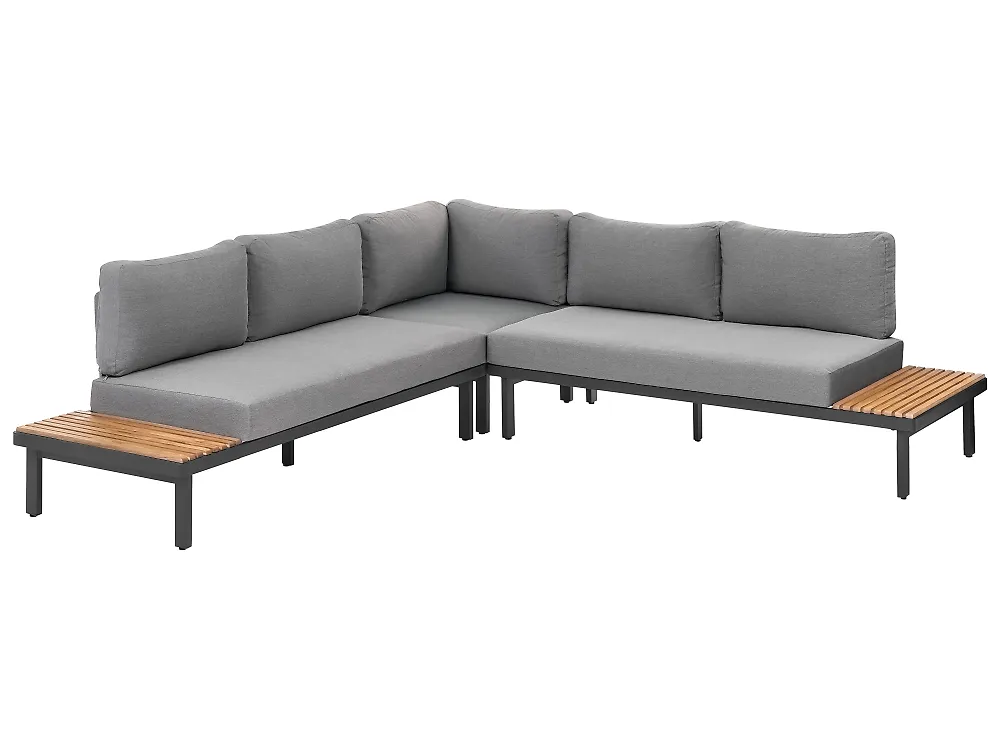 Garden Corner Sofa with Table 5 Seater FIVIZZANO Acacia Wood Dark Grey_1158792