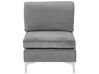 Left Hand 4 Seater Modular Velvet Corner Sofa with Ottoman Grey EVJA_789044