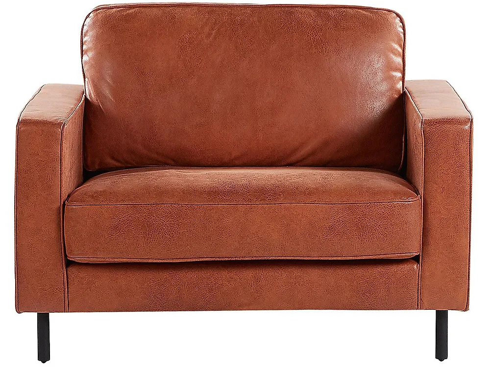 Fauteuil Club Cabriolet En Cuir PU Marron - Design Rétro Moderne - Charge 150kg - Pour Salon Ou Chambre