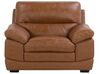 Set divano e poltrona in pelle ed ecopelle marrone HORTEN_720737