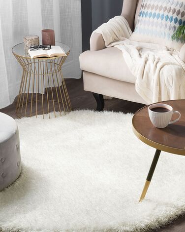 Shaggy Round Area Rug ⌀ 140 cm White CIDE