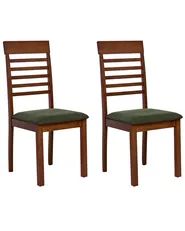 Set di 2 sedie da pranzo ORTLEY Legno Marrone scuro/Verde_1010667