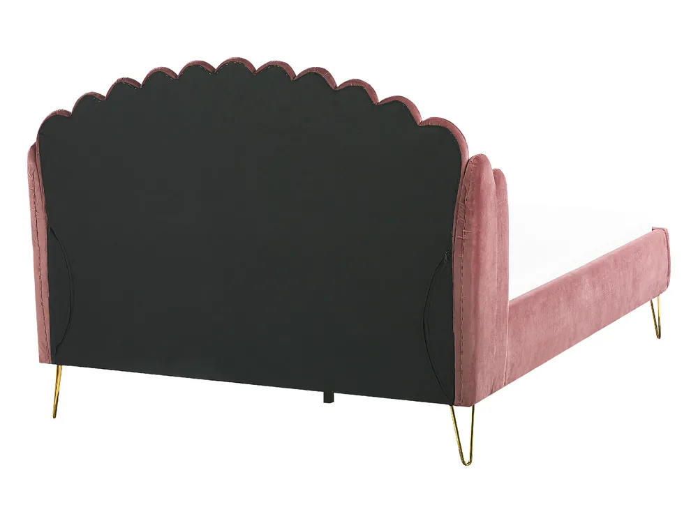 Bed Velvet AMBILLOU 140 x 200 cm (EU Double) Pink_857079