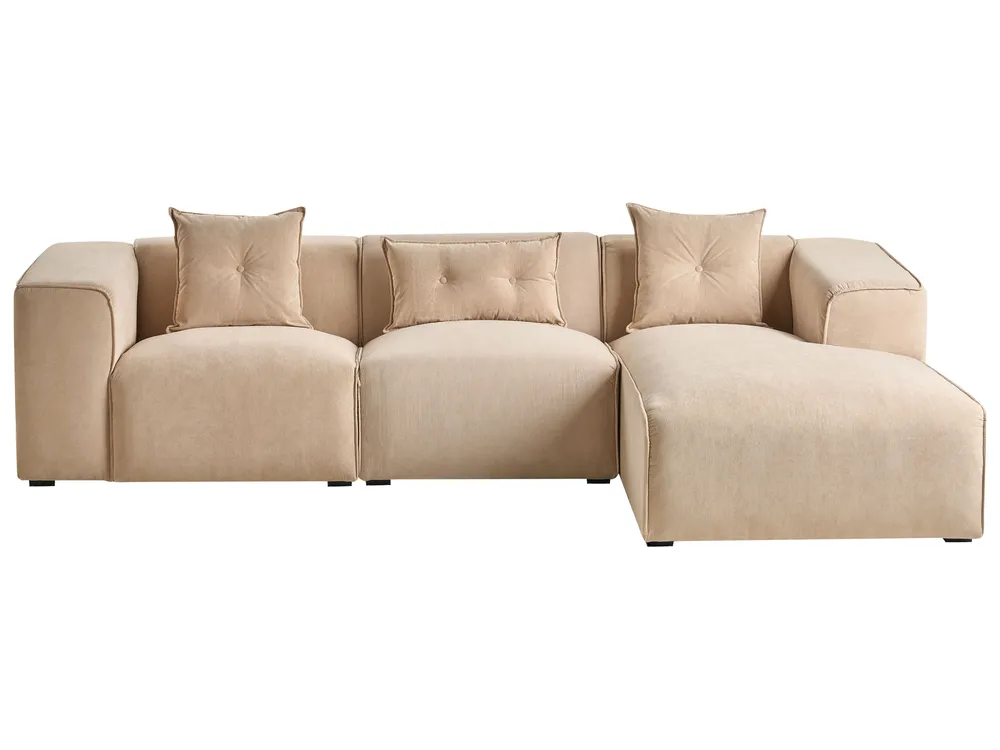 Corner Sofa 3 Seater DOLVA Corduroy Beige Left Hand_871853
