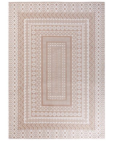 Teppich Jute beige / weiß 160 x 230 cm geometrisches Muster Kurzflor BAGLAR