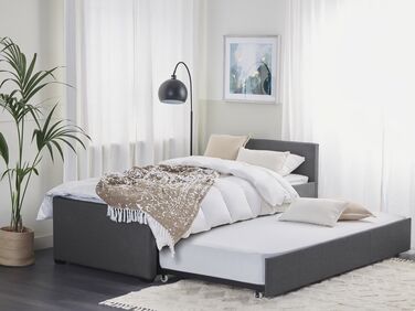 Fabric EU Single Trundle Bed Grey MARMANDE