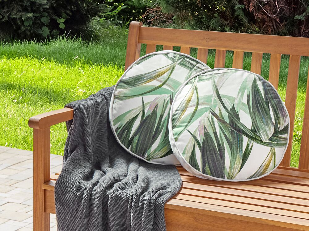 Conjunto de 2 cojines de exterior CALDERINA Patrón de plantas 40 x 40 cm Verde