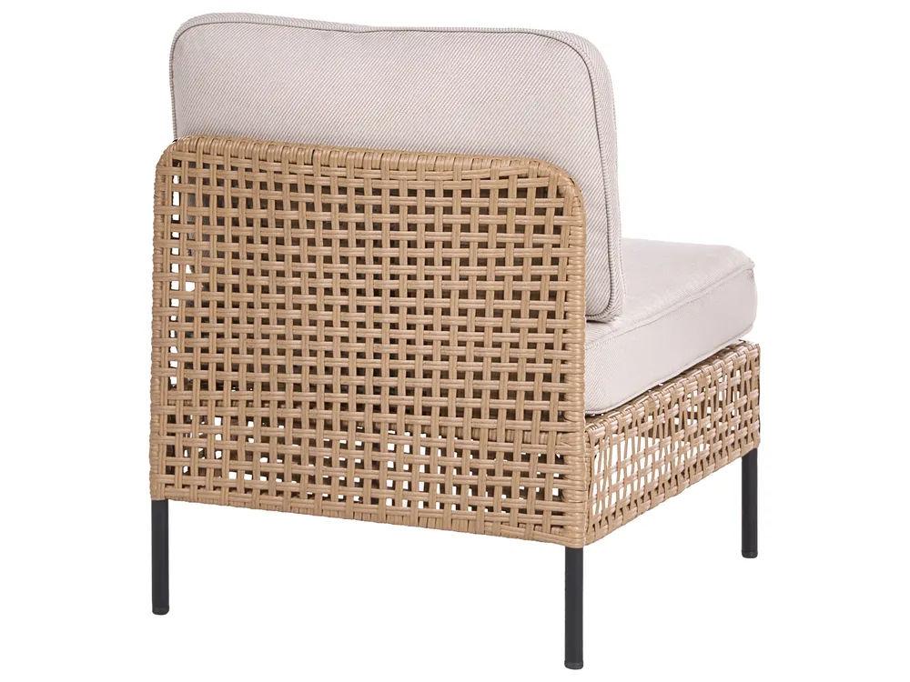 Garden Lounge Set with Table 6 Seater OMEGANA Modular PE Rattan Light Beige_1040900
