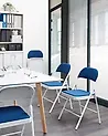Set of 4 Folding Chairs SPARKS Metal Blue/ White