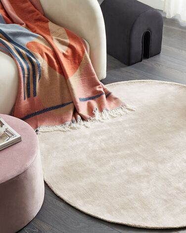 Round Viscose Area Rug ⌀ 140 cm Light Beige GESI II