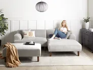 Corner Sofa 3 Seater HOLT with Ottoman Fabric Light Grey Left Hand_960548