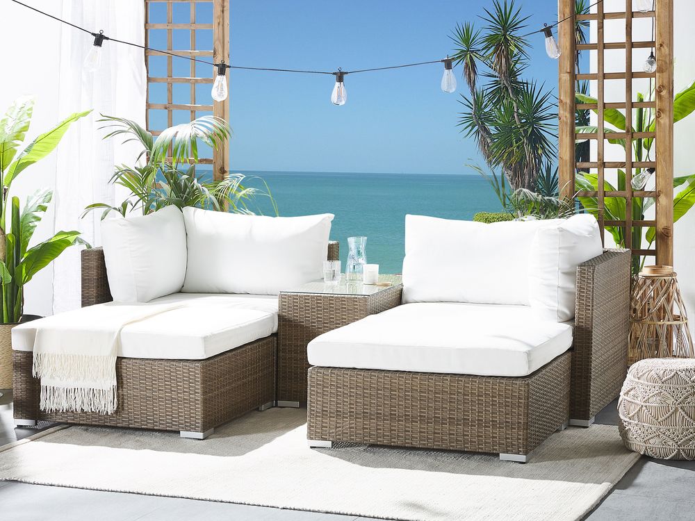 Outdoor Cushion Cover Set Cream NOTO Beliani