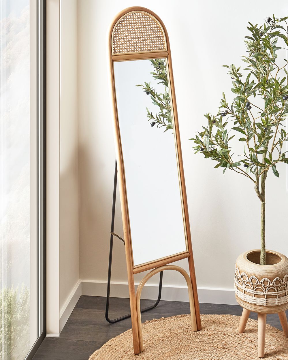 Miroir sur pied BRUSSEY 170 cm Rotin Naturel