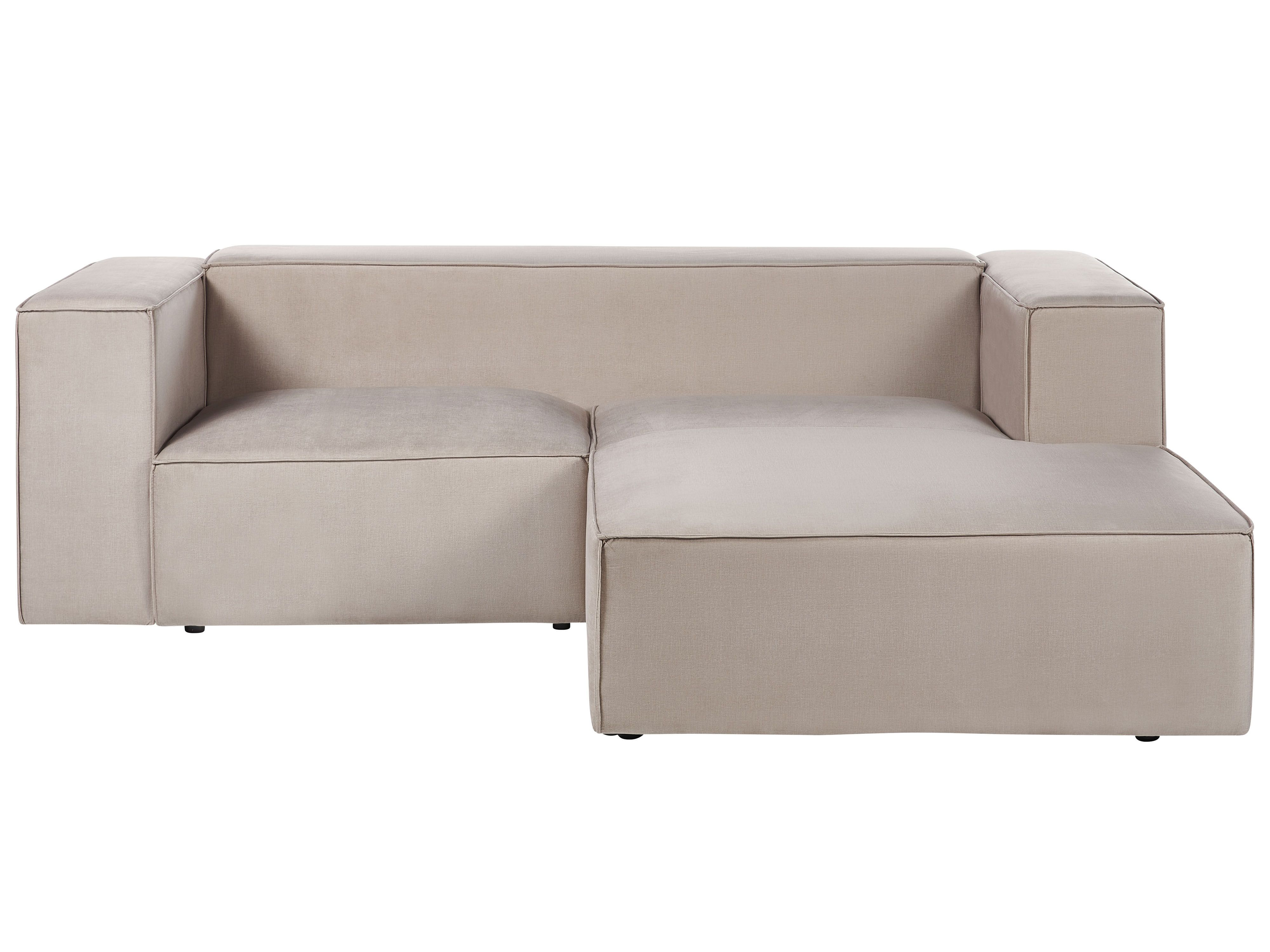 Left Hand Velvet 2 Seater Corner Sofa Taupe Beige VERNON Beliani.cz
