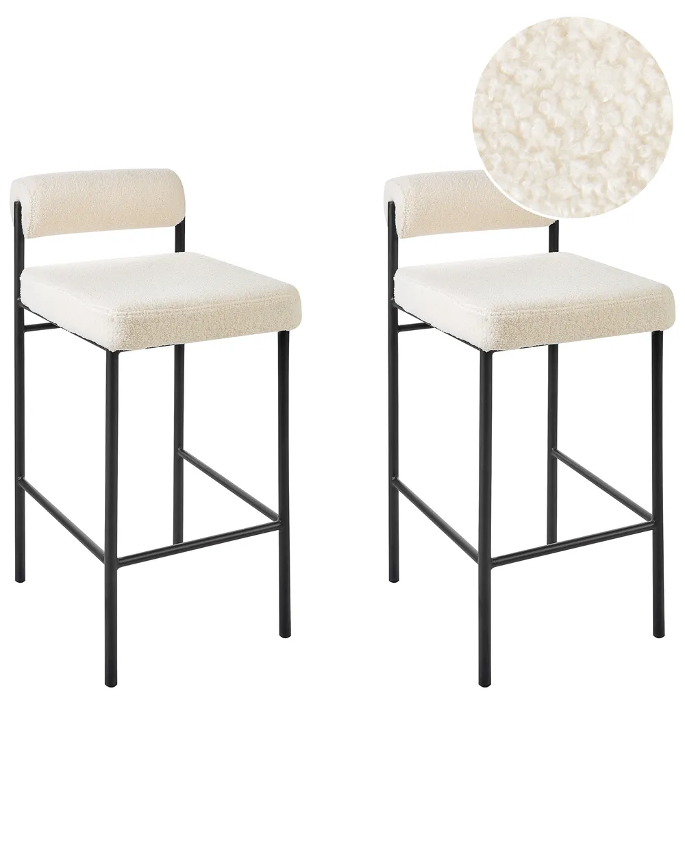 Set of 2 Bar Chairs AMAYA Boucle Off-White