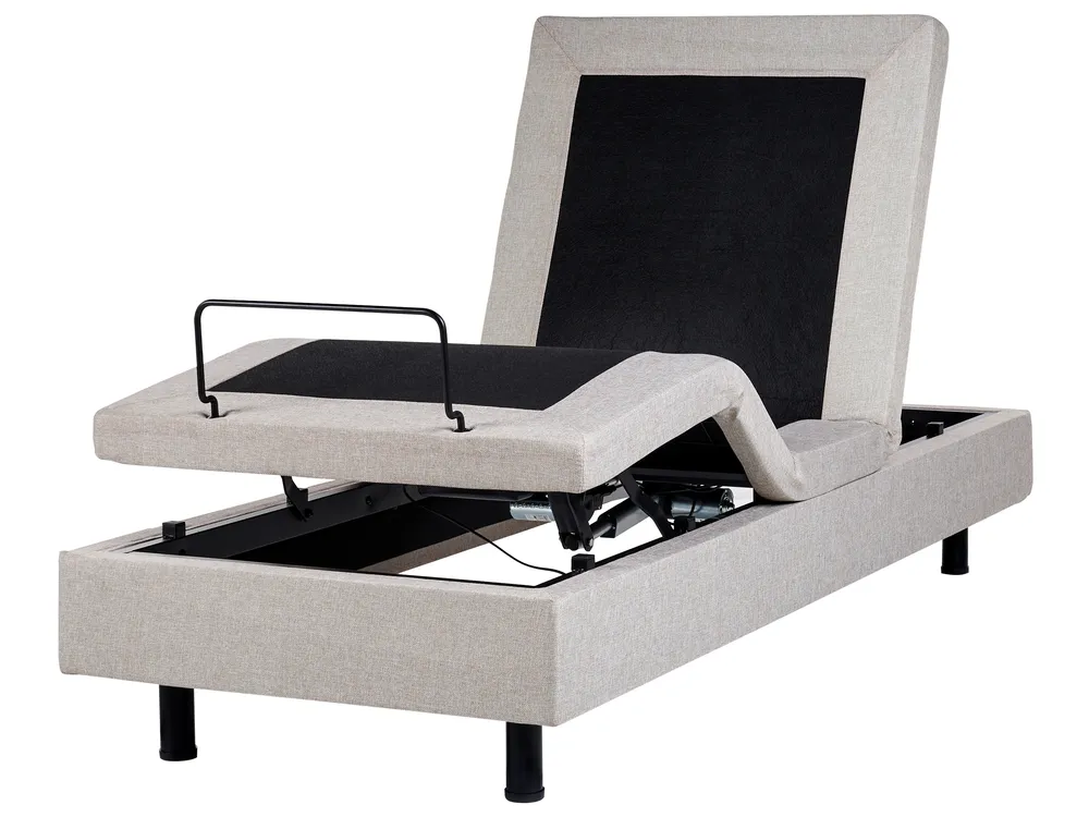 Adjustable Bed without Headboard Fabric DUKE 80 x 200 cm (EU Small Single) Beige_951696