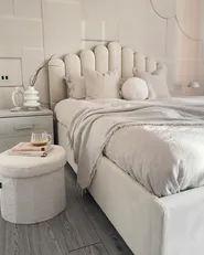 Bett mit Stauraum VINCENNES Samtstoff Cremeweiß 160 x 200 cm_895705