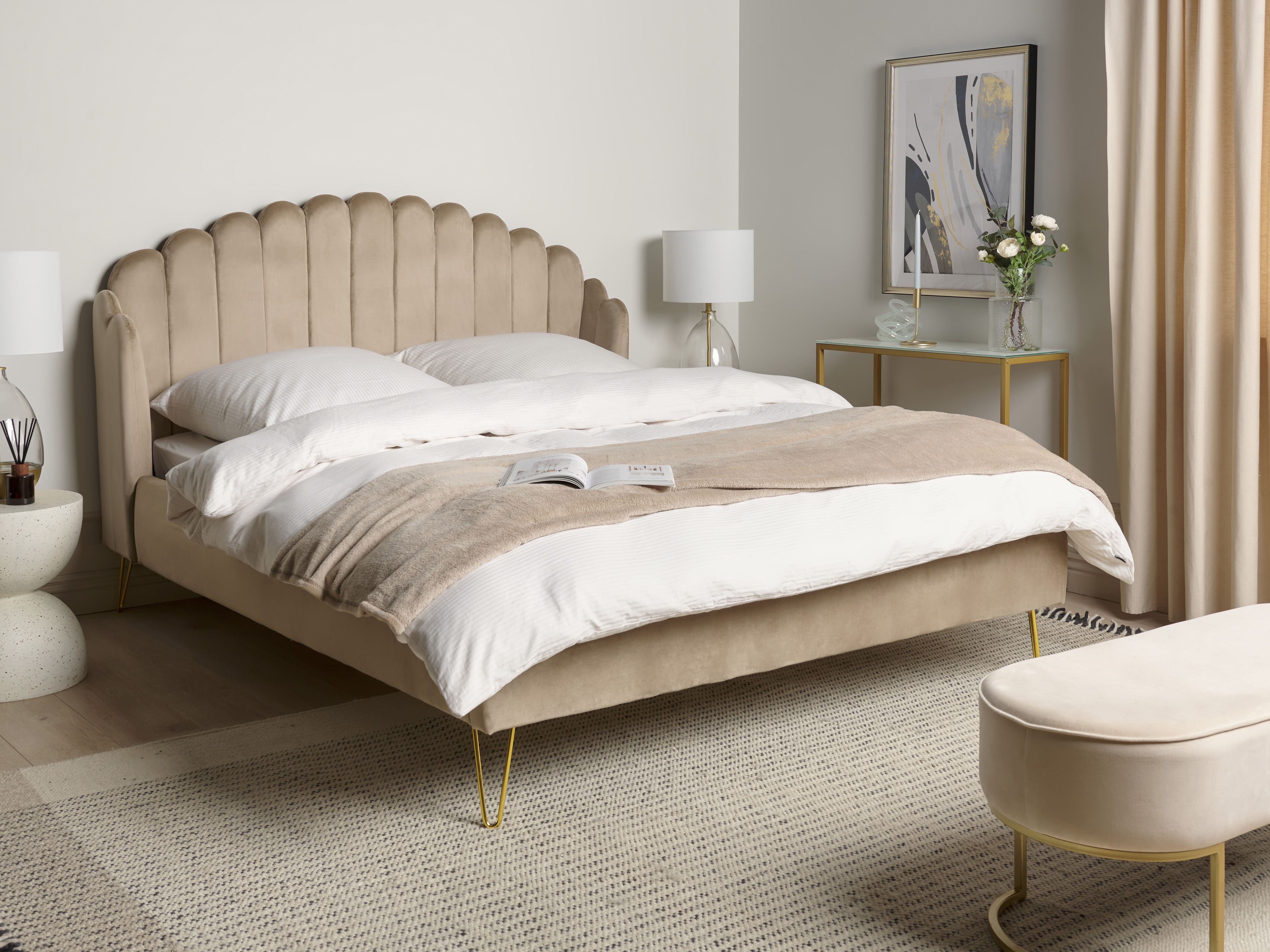Lit avec sommier Velours AMBILLOU 160 x 200 cm Taupe_1183100
