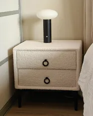 2 Drawer Bedside Table SEZANNE Boucle Off-White_976466
