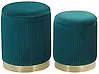 Set of 2 Storage Pouffes MIRAMAR Velvet Teal