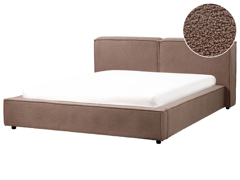 Bed Boucle LINARDS 160 x 200 cm (EU King Size) Brown