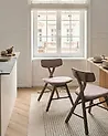 Set of 2 Dining Chairs LELAND Wood Brown/ Taupe