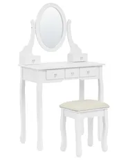 Dressing Table with Mirror and Stool GALAXIE White_823948