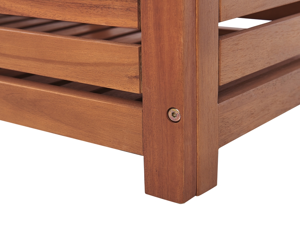 Acacia Wood Storage Bench with Wall Panel 80 cm MATINO Beliani