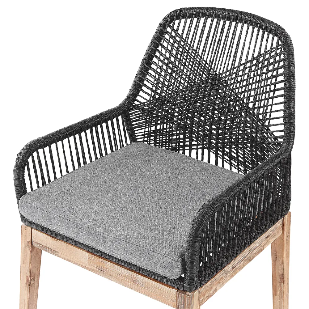 Garden Dining Set 4 Seater OLBIA with Cushions Concrete Black_809624