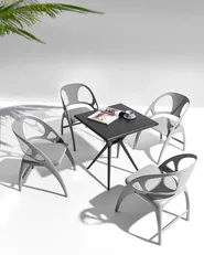 Set of 4 Garden Chairs NEMI Folding Grey_990601