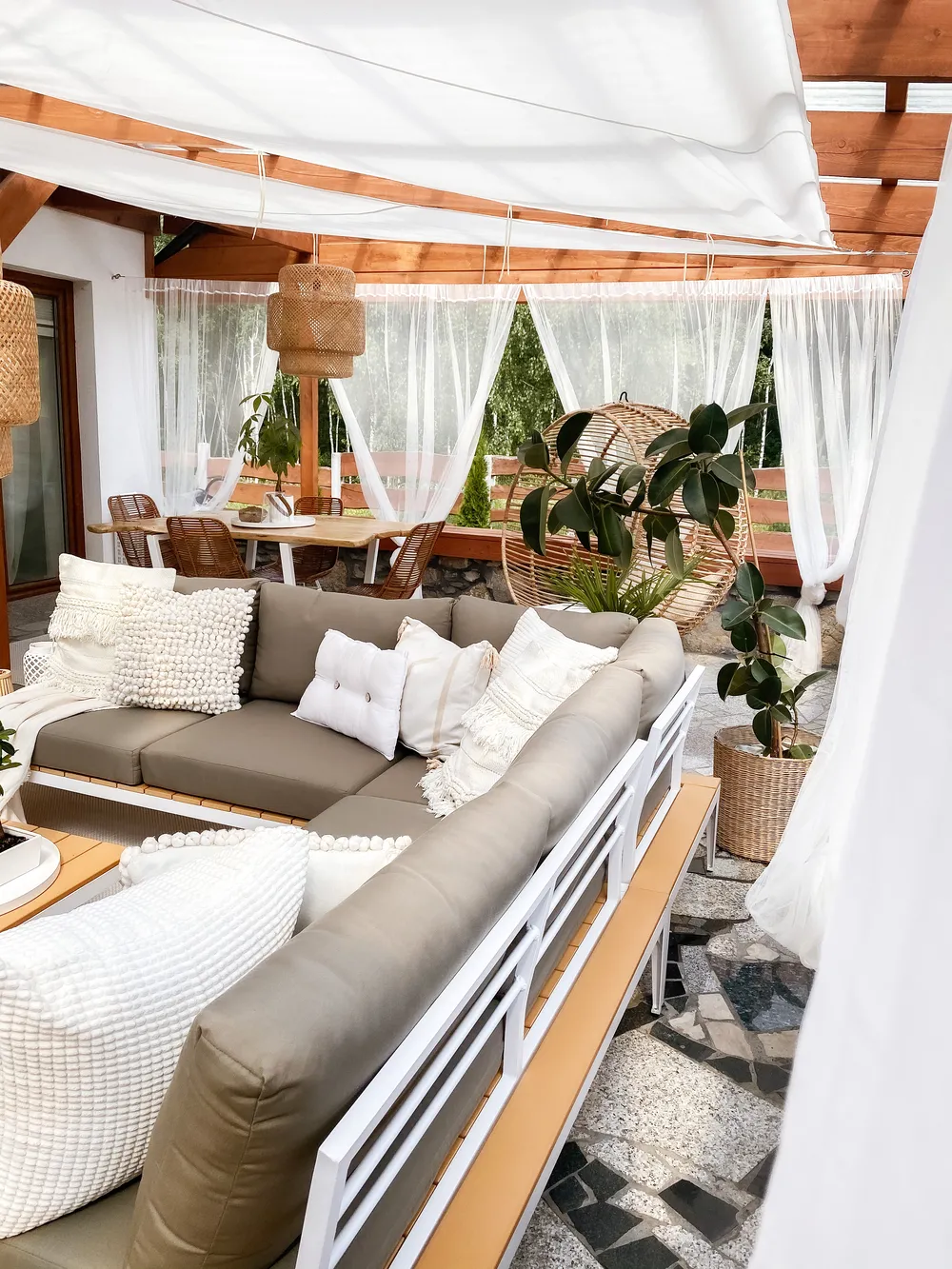 Garden Corner Sofa with Table 5 Seater POSITANO Grey_809760