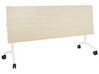 Folding Office Desk with Casters 180 x 60 cm Light Wood and White CAVI_922307
