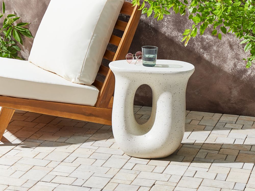 Side Table IDRO 42 cm 28 cm Terrazzo Effect Off-White